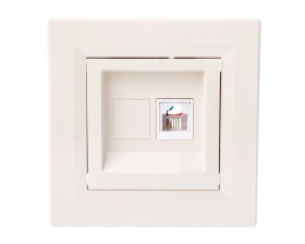 Gniazdo telefoniczne Asfora pojedyncze RJ11 kremowe z ramką EPH4100123