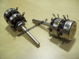 Potencjometr obrotowy 2x100k Ohm logarytmiczny
