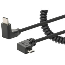 Kabel do ładowania USB-C na USB-MicroB kątowy 90 stopni, spiralny 356244 /1m/