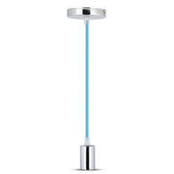 Lampa dekoracyjna wisząca oprawka chrom + przewód niebieski dł:1000mm E27 max 60W IP20 V-TAC VT-7338-BL