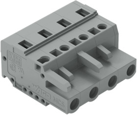 Socket header, 4 pole, pitch 7.5 mm, angled, gray, 231-204/026-000