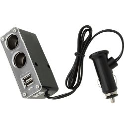 Rozgałężnik gniazda zapalniczki x2 + USB x2 na kablu / ZLA962