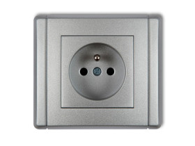 FLEXI Gniazdo pojedyncze z uziemieniem (przesłony torów prądowych) srebrny metalik 7FGP-1zp KARLIK