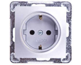 IMPRESJA Gniazdo pojedyncze z/u Schuko srebrne GP-1YS/m/18