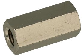 Dystans; DMM4WW15; M4; wewnętrzny/wewnętrzny; 15mm; 6mm; 7mm; 7mm; tulejka dystansowa gwintowana; sześciokątna; mosiądz niklowan