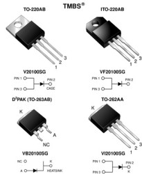 VF20100SG High Voltage Trench MOS Barrier Schottky Rectifier Ultra Low VF = 0.50 V at IF = 5 A