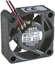 DC axial fan, 12 V, 25 x 25 x 10 mm, 4.1 m³/h, 23 dB, ball bearing, SEPA MFB25F12A
