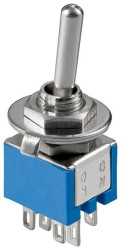 Przełącznik krzyżakowy miniaturowy, 2x UM, 6 pinów, obudowa niebieska