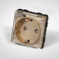 TouchMe Gniazdo bryzgoszczelne z/u schuko IP44 klapka przezroczysta złote TM6242G