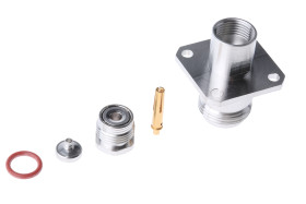 Złącze koncentryczne Montaż na panelu Żeński 50Ω typ złącza Złącze N 0 to 11GHz, zaciskane typ kabla RG179, RG187,