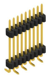 Pin header, 9 pole, pitch 1.27 mm, angled, black, SLVW9SMD1279G