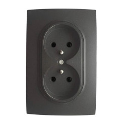 Gniazdo elektryczne podwójne z ramką, montaż podtynkowy, kolor czarny OVAL Electromalt OVA1029B