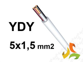 Przewód YDY żo 5x1,5 mm2 (450/750V) instalacyjny okrągły biały NYM-J (bębnowy) PC0407001 PRYSMIAN