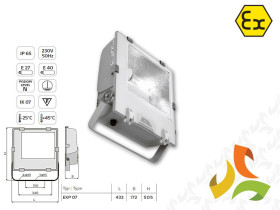 Oprawa przeciwwybuchowa, naświetlacz 400W EXP 07-MH/S150/OS POLAM-REM