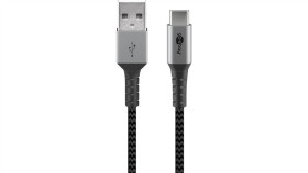 Kabel Tekstylny Usb-C ™Na Usb-A Z Metalowymi Wtyczkami (Szary / Srebrny) 2 M...