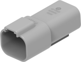 Socket, 4 pole, straight, 2 rows, gray, DT04-4P