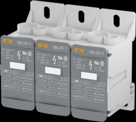 Terminal block, 3 pole, 10-35 mm², AWG 8-2, 125 A, 1500 V, screw connection, 1SNL312530R0000