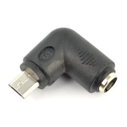 Adapter kątowy gniazdo 5,5/2,1mm - wtyk microUSB