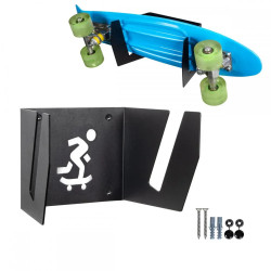 Wieszak ścienny na deskorolkę, czarny metalowy