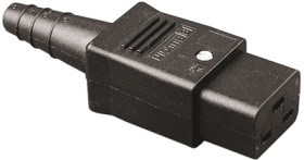 Jack C19, 3 pole, cable assembly, screw connection, 2.5 mm², black, PX0599