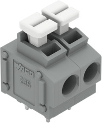 PCB terminal, 2 pole, pitch 5 mm, AWG 24-16, 17.5 A, push-in cage clamp, gray, 235-402/332-000