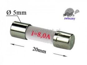 8A bezpiecznik ceramik; zwłoczny; 5x20mm