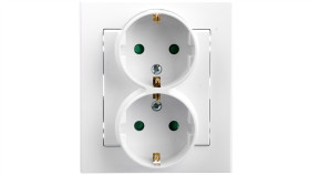 Sonata Gniazdo Podwójne Z/U Schuko Z Przesłonami Białe Gp-2Rsp/00