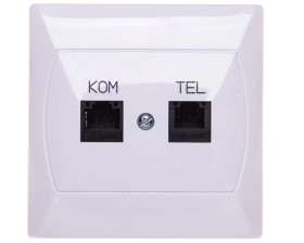 AKCENT Gniazdo teleinformatyczne RJ45 + RJ11 białe GPKT-A/K/00