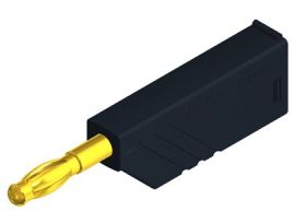 LAS N WS AU SW Wtyk izolowany 4mm z dodatkowym gniazdem 4mm, pozłacany, przyłącze przykręcane, 24A, czarny, Hirschmann, 93410070