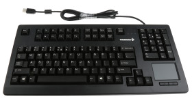 Klawiatura z touchpadem Kompaktowa, ergonomiczna przewodowa, kolor: Czarny, USB, QWERTY (USA), CHERRY