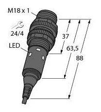 Bezzwrotny czujnik fotoelektryczny Turck S18-2NAEL-2M 3042190 1 szt.