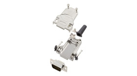 Złącze D-Sub lutowane 9-pinowe Męski Wpust boczny Montaż na kablu