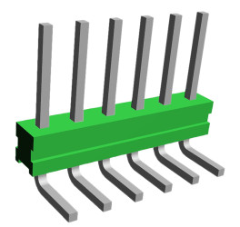 Złącze szpilkowe 6-pinowe AMPMODU MOD II raster: 2.54 mm Kąt prosty 1-rzędowe TE Connectivity Otwór przelotowy 750 V Bez