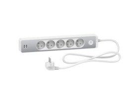 Przedłużacz 5-gniazdowy z łącznikiem 2xUSB 1,5m bia/sz.alu. ST935U1WA SCHNEIDER ELECTRIC