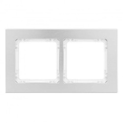 DECO Ramka uniwersalna podwójna - aluminium szczotkowane (ramka: srebrna spód: biały) 7-0-DRA-2