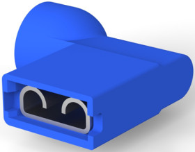 Insulated flat plug sleeve, 6.35 x 0.81 mm, 1.31 to 2.08 mm², AWG 16 to 14, brass, tin-plated, blue, 3-521013-2