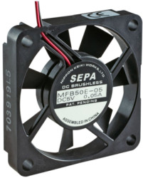 DC axial fan, 12 V, 50 x 50 x 10 mm, 14.3 m³/h, 26 dB, ball bearing, SEPA MFB50E12
