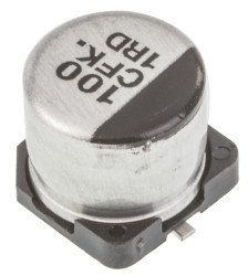 Aluminiowy kondensator elektrolityczny 100μF 16V dc SMD Panasonic roztaw: 1.8mm 6.3 (Dia.) x 5.8mm