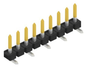 Pin header, 9 pole, pitch 2.54 mm, angled, black, SLLP5SMD0519S