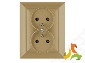 PERŁA Gniazdo podwójne z uziemieniem złoto metalik PT-6P ABEX