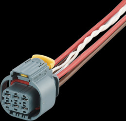 Sensor actuator cable, AMP connector socket, straight to open end, 6 pole, 2 m, PVC, gray, E12565