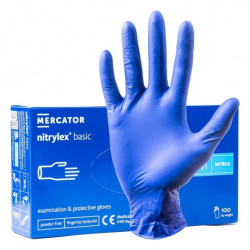 Rękawice robocze, ochronne nitrylowe rozmiar M niebieski 100szt Nitrylex Basic Mercator