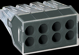 773-108 Junction box connector, 2.5 mm², 8 conductors, grey, transparent