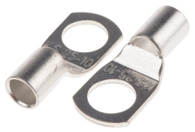 Zacisk oczkowy rozmiar przewodu 25mm² Ø , M10.5 nieizolowany średnica wew 10.5mm RS PRO