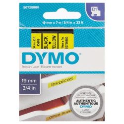 Taśma do drukarek D1 19mm x 7m czarny/żółty S0720880