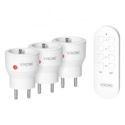 Zestaw bezprzewodowych gniazd MINI, sterowanych pilotem 3+1, 2300W,RS-8