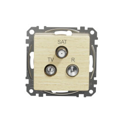 Gniazdo R/TV/SAT przelotowe(10dB), brzoza, efekt drewna, Sedna Design i Elements SDD180488