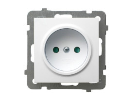 AS Gniazdo pojedyncze bez uziemienia z przesłonami białe GP-1GP/m/00 OSPEL