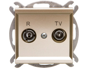 SONATA Gniazdo antenowe RTV końcowe 2,5-3dB szampański złoty GPA-RK/m/39