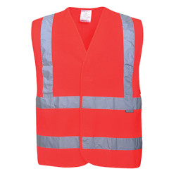 Portwest Czerwony 100% poliester, Dziane Kamizelka odblaskowa 2XL- 3XL